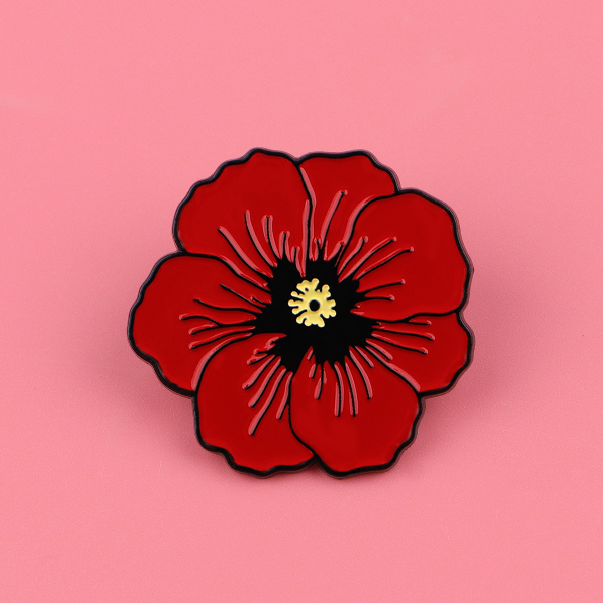 1pc red poppy flower cartoon lapel pin enamel pin for backpacks briefcase badges clothes additions fashion gifts   alloy with silicone back  