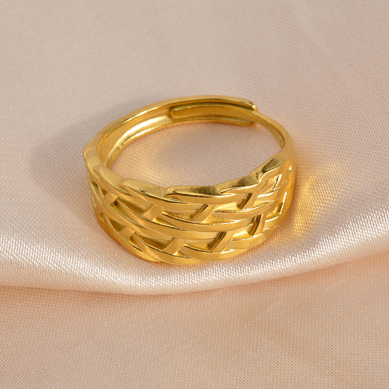 Vintage 3D Woven Texture Hypoallergenic Stackable Ring