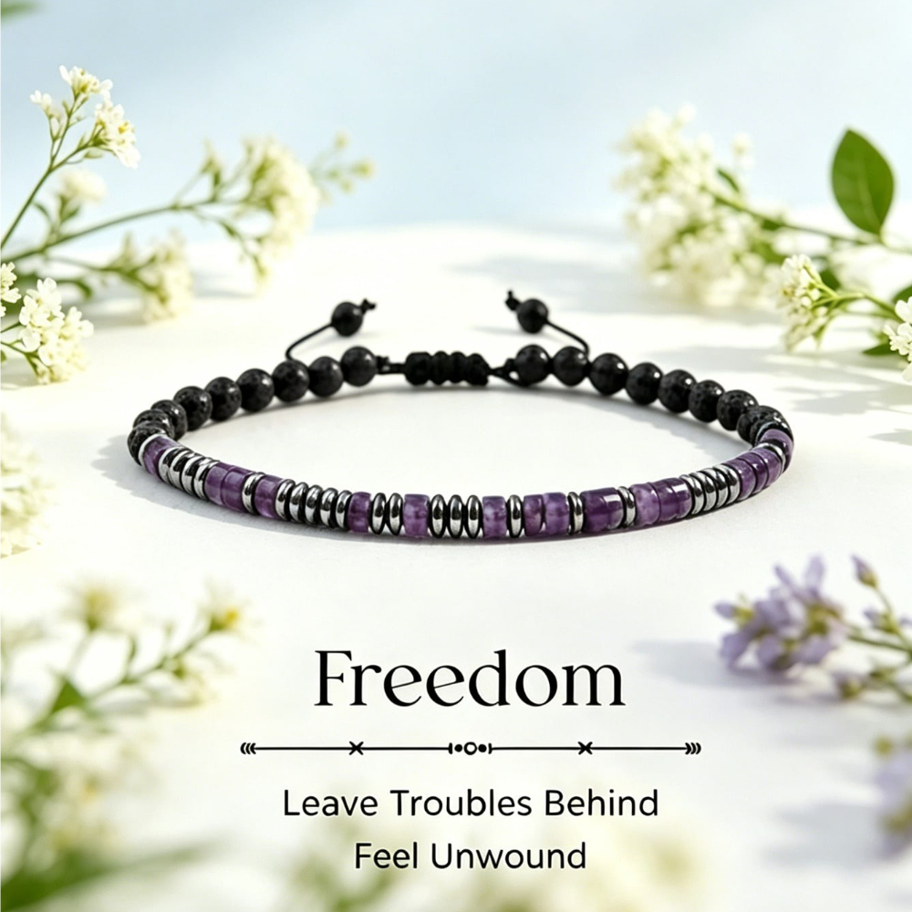 TEMU Pulsera elegante de 1 pieza tejida con cuentas de de piedra natural, ajustable, joyería artesanal, calmante, adecuada para uso diario y regalo,