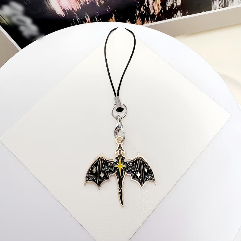1pc Bat Flying Phone Pendant, Mobile Phone Decorative Pendant Chain, Camera, Usb Flash Drive, Key Chain Decoration, Festival Gift, Fashionable Lanyard, Dragon , Multi-functional