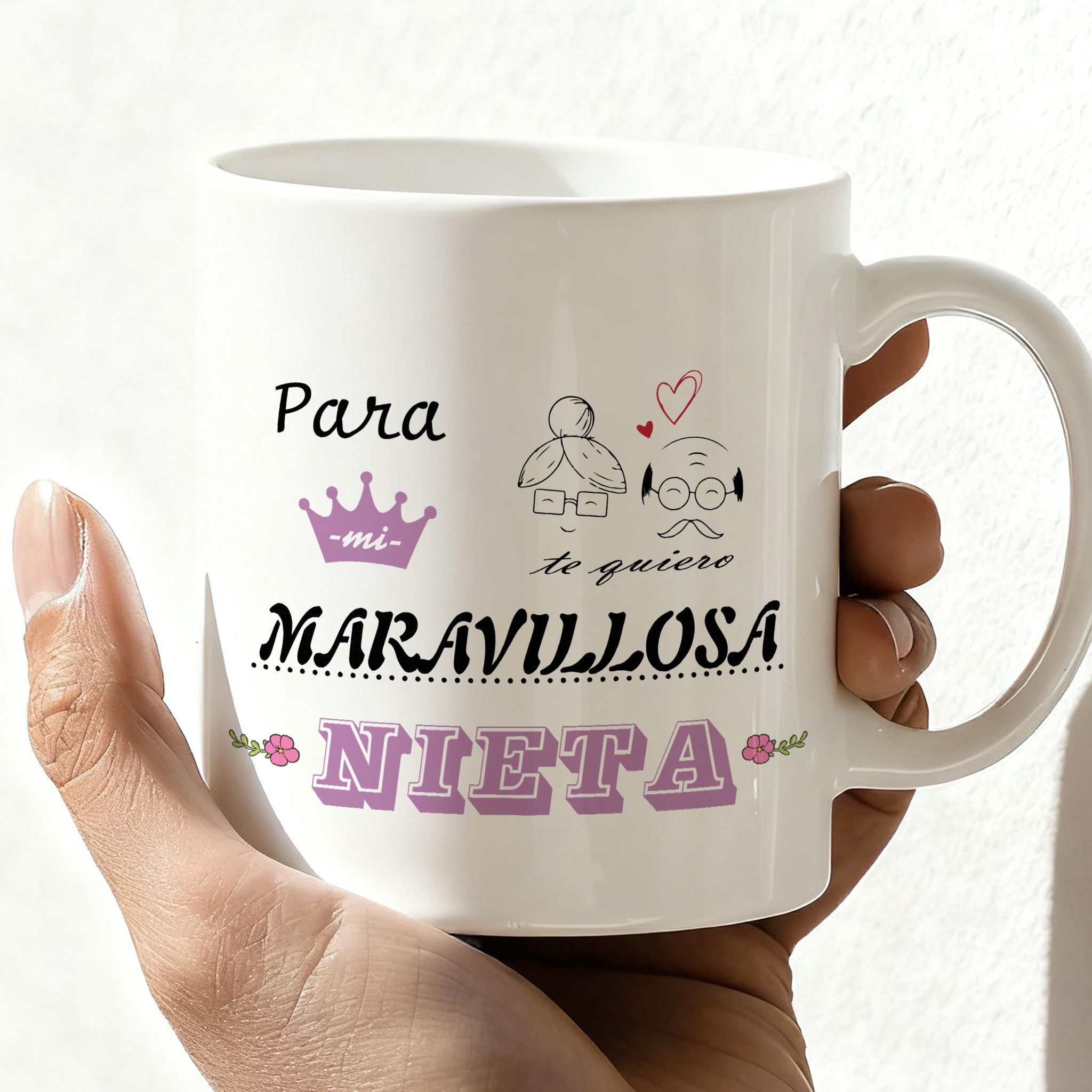 TEMU 1 taza de cerámica blanca de 11 oz con impresión y mensaje en español " a increíble nietita", para mi maravillosa nietita, , taza de café |