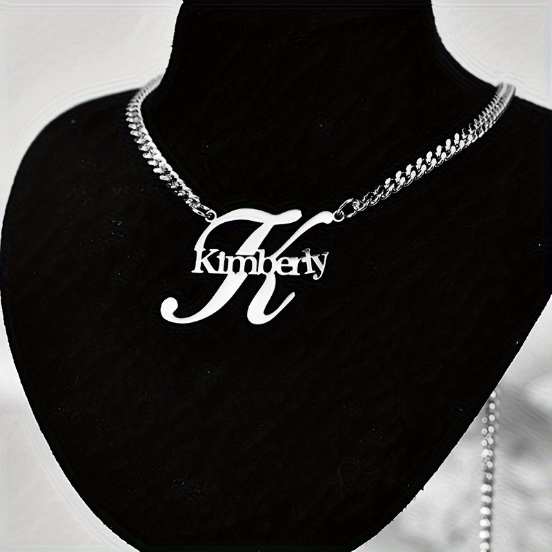 TEMU Personalized Initial Name Necklace, Custom Cuban Chain With Name/ Initials Pendant, Fashionable, Easy, Casual, Personalized, Unique, Ideal Gift