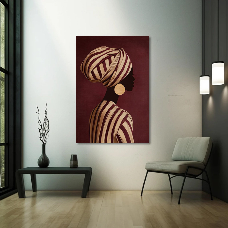 TEMU Affiche murale 2D plate, 1 pièce, grand portrait de femme africaine - Vertical, , afrocentrique, convient pour la décoration intérieure, femme
