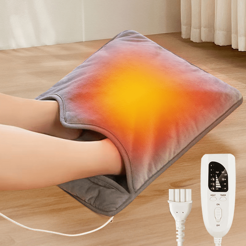 

Adjustable Electric Foot Warmer With 9 Temperature Levels, 4-hour Timer & Remote Control - Heating Pad For Feet And Hands