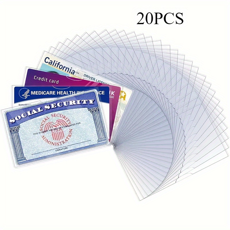 10 20pcs pvc card protectors flexible waterproof cover for social security credit cards id badge with clear window secure storage