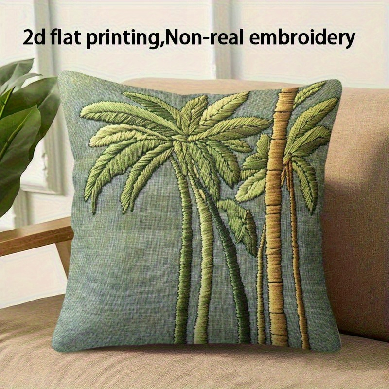 TEMU de cojín decorativa con estampado de tropical, 1 pieza - de cojín de con cierre de cremallera, estampado de por una cara, adecuada para sofá,