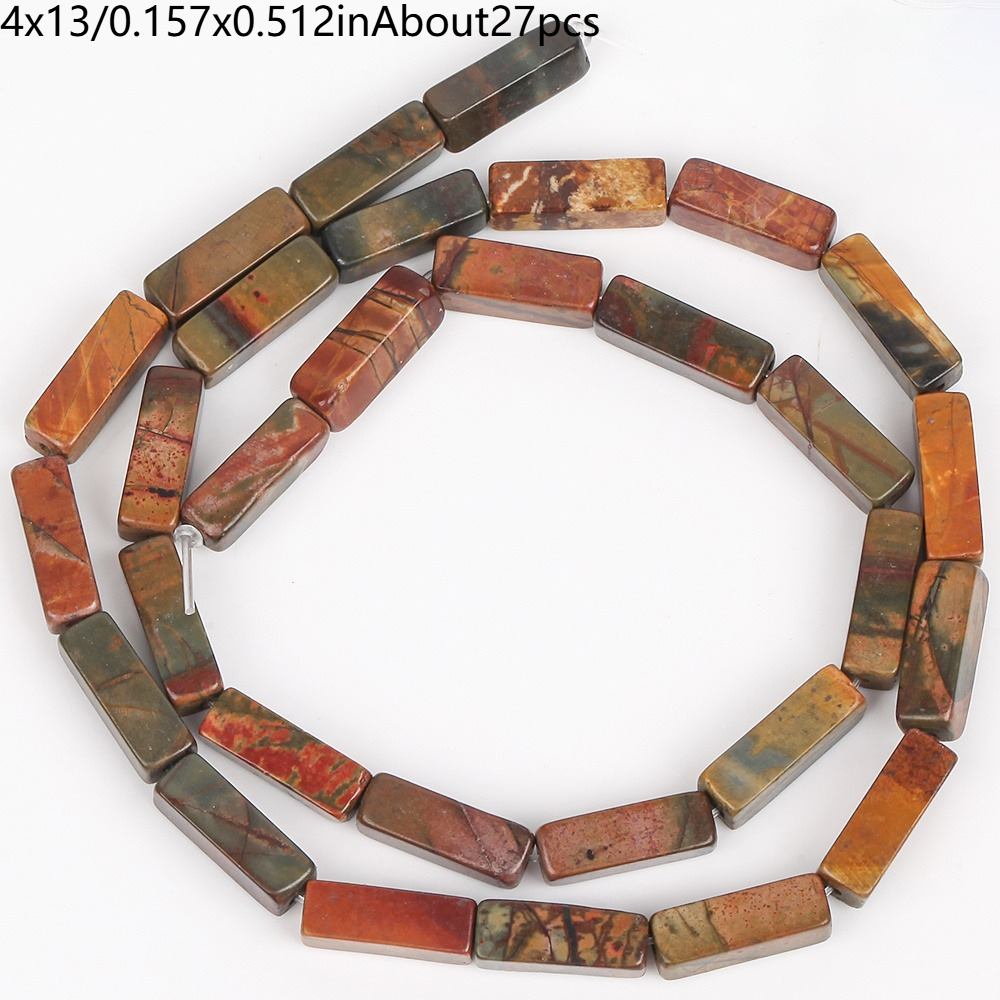 TEMU 1 Streng ASVRAI Picasso Jaspis Kralen - 4x13mm Rechthoekig Geschikt voor Sieraden Maken DIY Ketting Oorbel, 27 Stuks Losse Spacer Kralen met