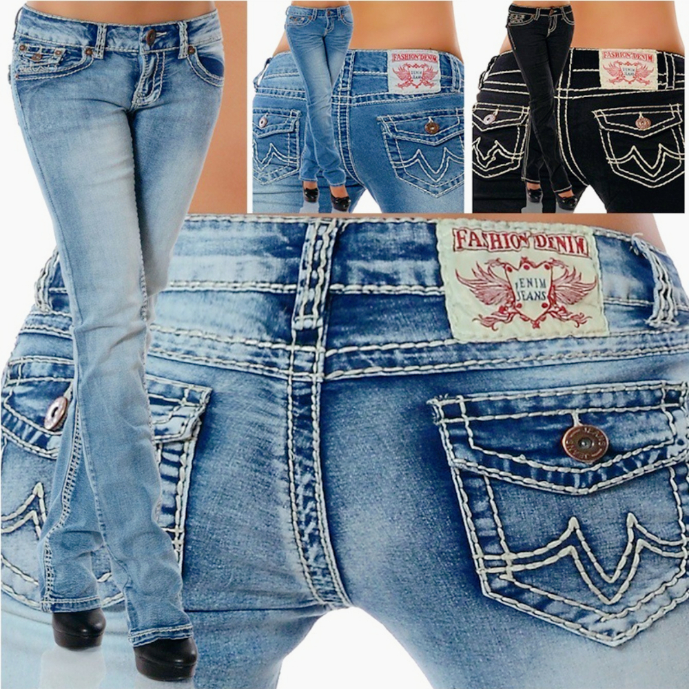 TEMU Embroidered Jeans High-waist Hugging Slim Straight-leg Pants Sexy Skinny Jeans With Slight Stretch Fabric And Embroidered Details