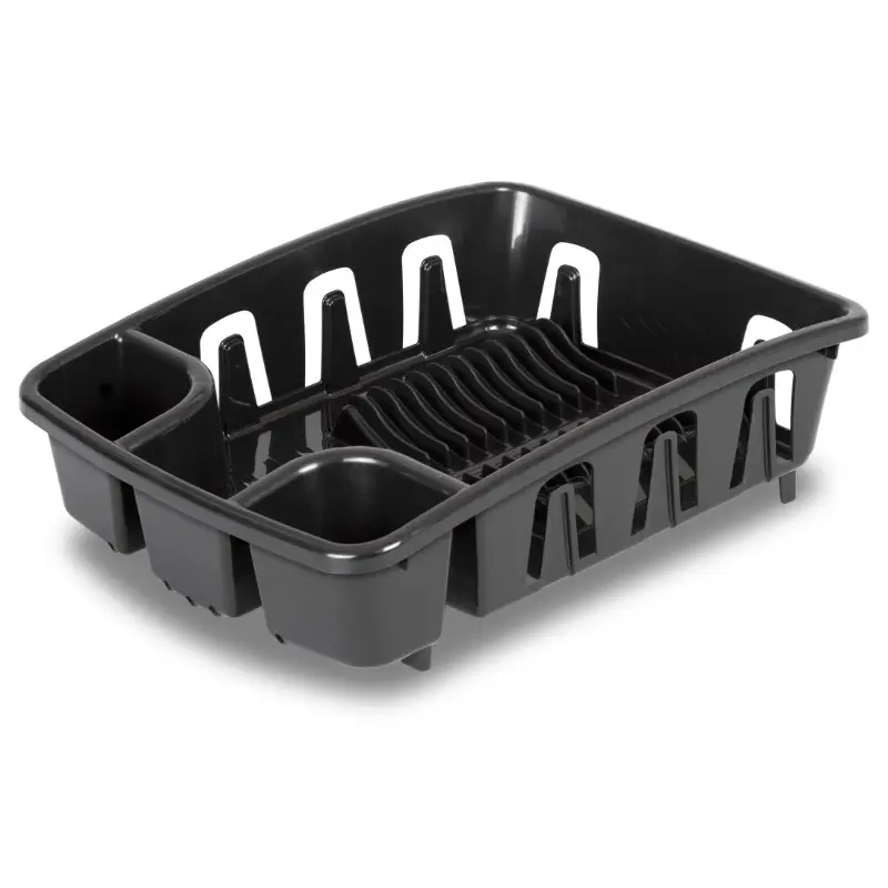dish rack and with base - heavy-duty -saving dish drying rack with 10 plate holders, 8 cup holders & utensil rack, elevated feet for sink, for small kitchens, dishwasher- assembly, angled base for draining, durable construction, fits over standard sinks, modern kitchen organizer (17.625”l x 13.375”w x 5.375”h), wall mounted dish drying rack, dish drying rack for kitchen sink, kitchen plate rack, Product details 0