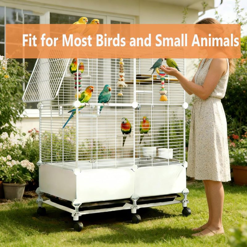 Bird Cage, 101.6cm Large Bird Cage, 2-Tier Widened Movable Parakeet Cage with Wheels, Cockatiel Cage Parrots Conure Budgie Canary Finch Lovebird, Spacious Interactive Bird House with Bottom Tray - Image 6