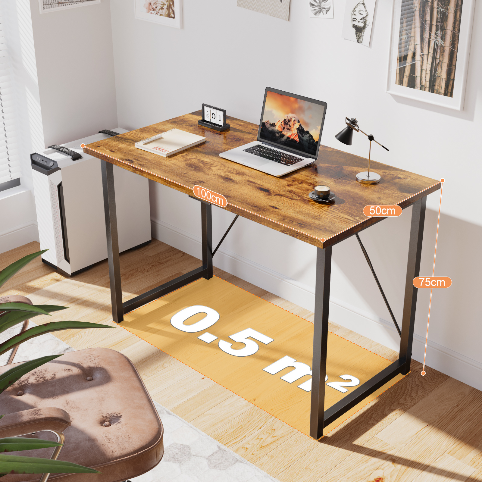 Image of 120/140/160 Cm Computer Desk, Industrial Style Studio Desk, Small Home Office Computer Desk, Gaming Desk, Small Office Desk