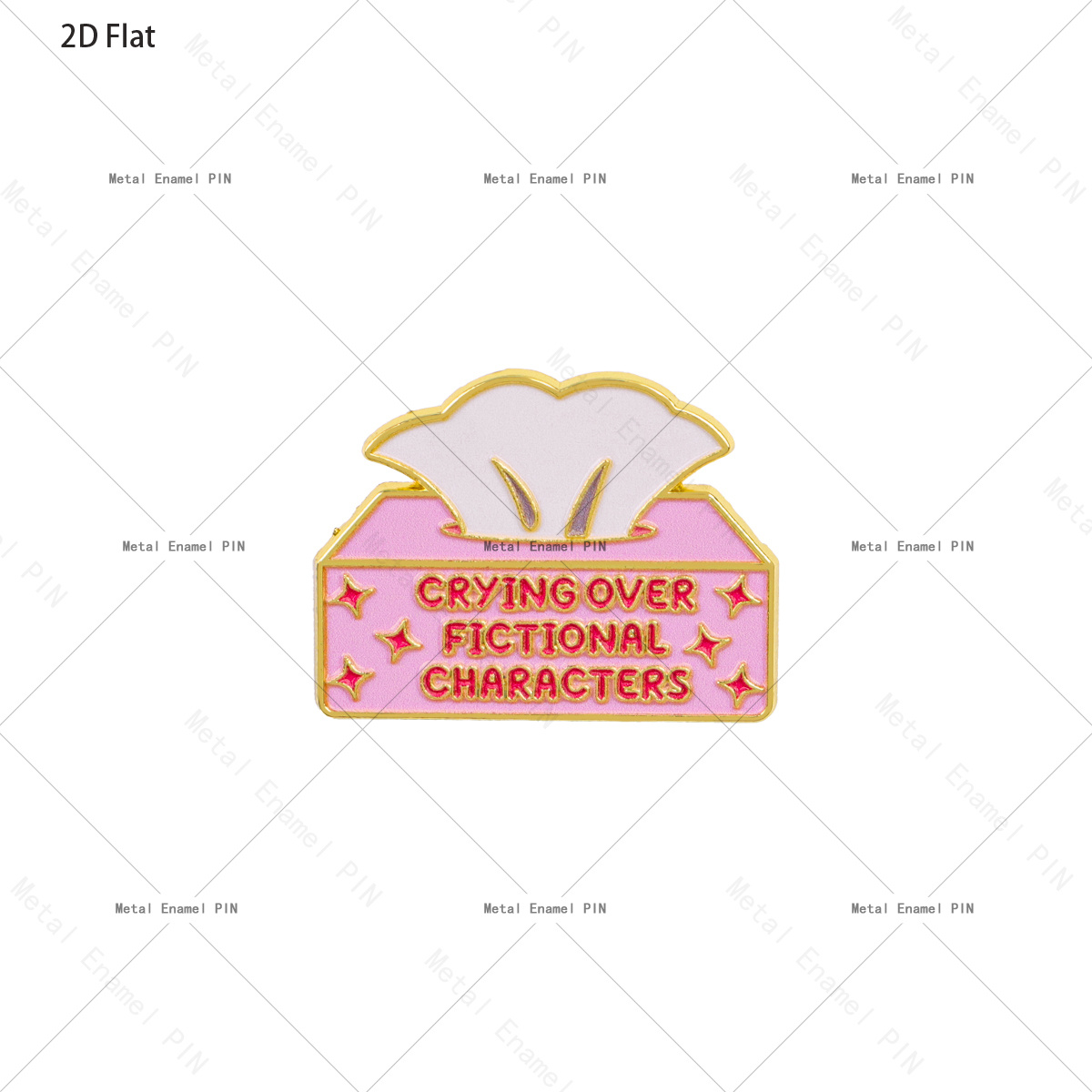 TEMU Broche 2D Plate 1pc Rose Boîte à mouchoirs Émail Pleurant sur des personnages fictifs Livre Bouche de lecture Revers Broche Badge Lecteur Décor