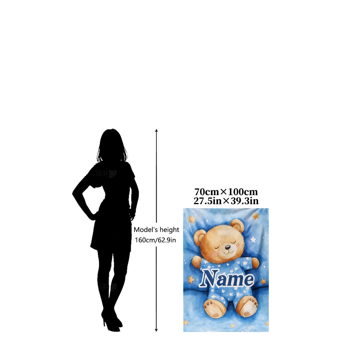 TEMU 1pc Customizable Name Cartoon Flannel Blanket, Fabric, Comfortable Nap Blanket, Small Cover Blanket