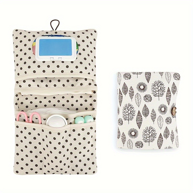 portable diaper storage bag with wet wipe dispenser for toddlers durable polyester multifunctional travel organizer details 1