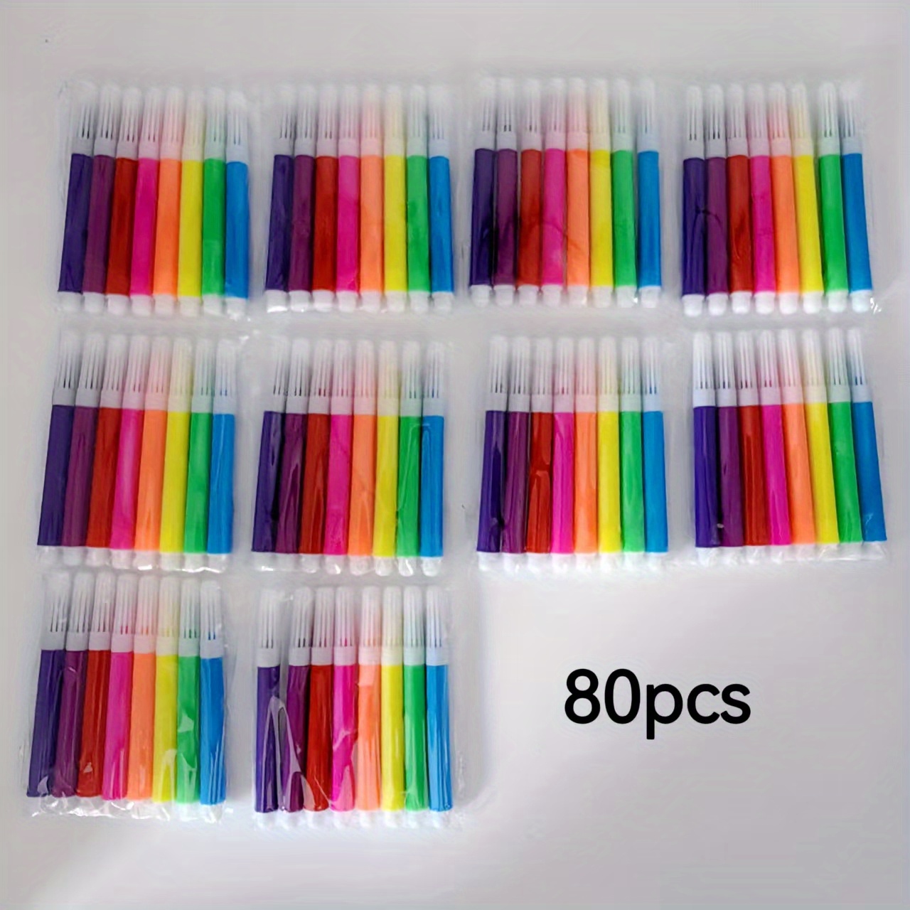 TEMU 50pcs/80pcs Small Compact Portable , 50pcs Includes 5 Colors (10 Sets), 80pcs Includes 8 Colors (10 Sets), Art Paint Markers, Meeting Markers,