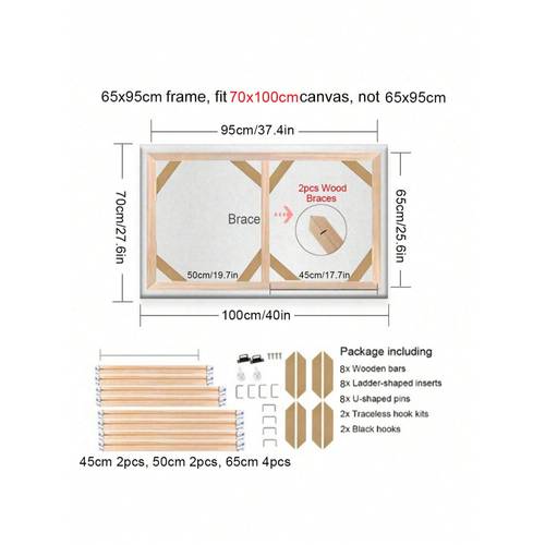 1 set wood canvas stretcher frame bars kit canvas picture frames for gallery wrap oil painting paint mounting stretcher strips wall art decor 30x40 40x50 40x60 50x70cm 12x16 16x20 16x24in 20x40in easy to assemble christmas gift