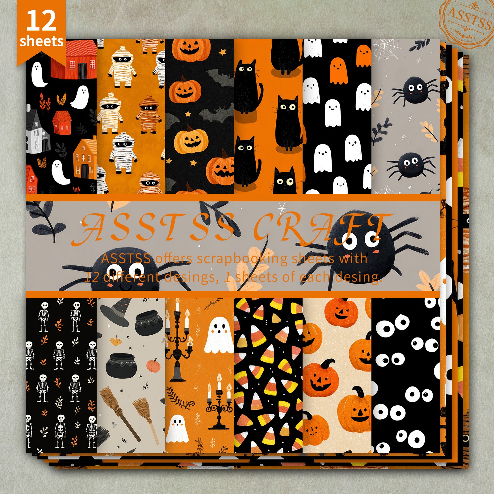 TEMU Bloc de papier épais pour scrapbooking ASSTSS de 12 feuilles, adapté au journaling, au collage et aux loisirs créatifs - Papier cartonné 6"x6"