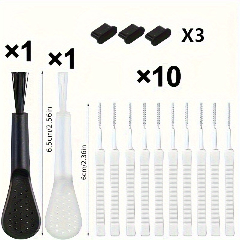 15pcs USB-C Dust Plug Set, with Keyboard Cleaning Brush, Dust Port Cover and Nylon Brush Cleaner, Suitable for Mobile Phones and Computers