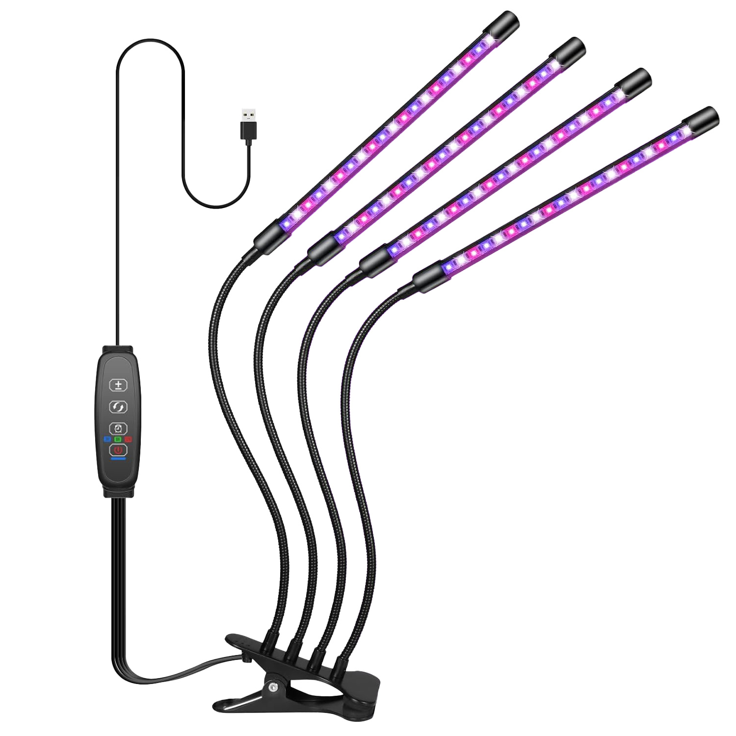 TEMU Led Grow Lights With Provide A Of Light, Featuring Blue And Red Leds. Clip-on Lights Are Ideal For Indoor Plants, Offering 5 Dimming Levels And