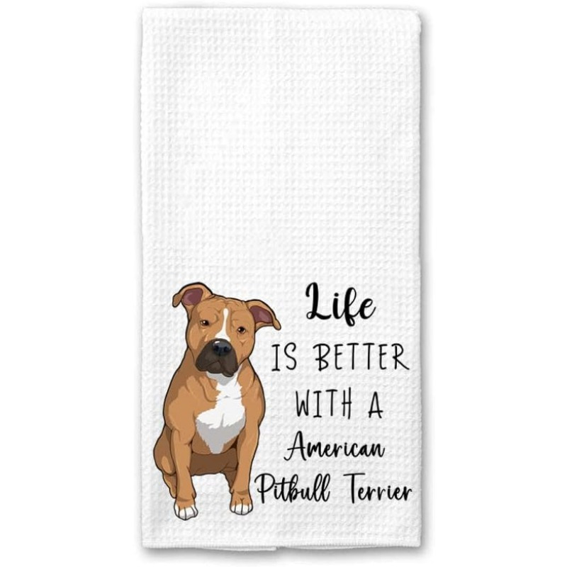 

1pc 18*26 Inch With American Pitbull Kitchen Towels Funny Kitchen Towels, Towel Gifts For Animal Dog Lovers, Reusable