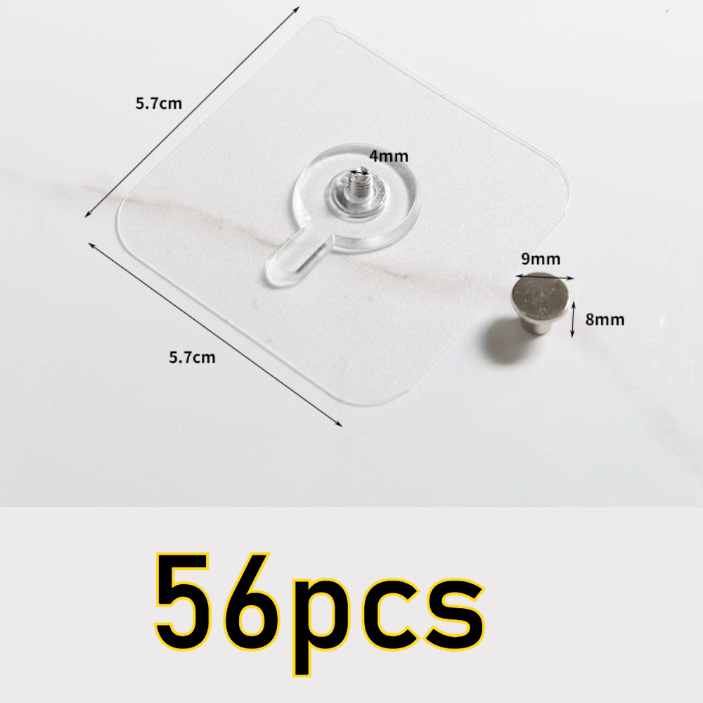 Image of No Drill Picture Frame Nails 56pcs Heavy Duty Hooks Wall Mount Fasteners Home Decor Photo Hanging Suitable For Wall Types Modern Minimalist Style, Utility Hooks
