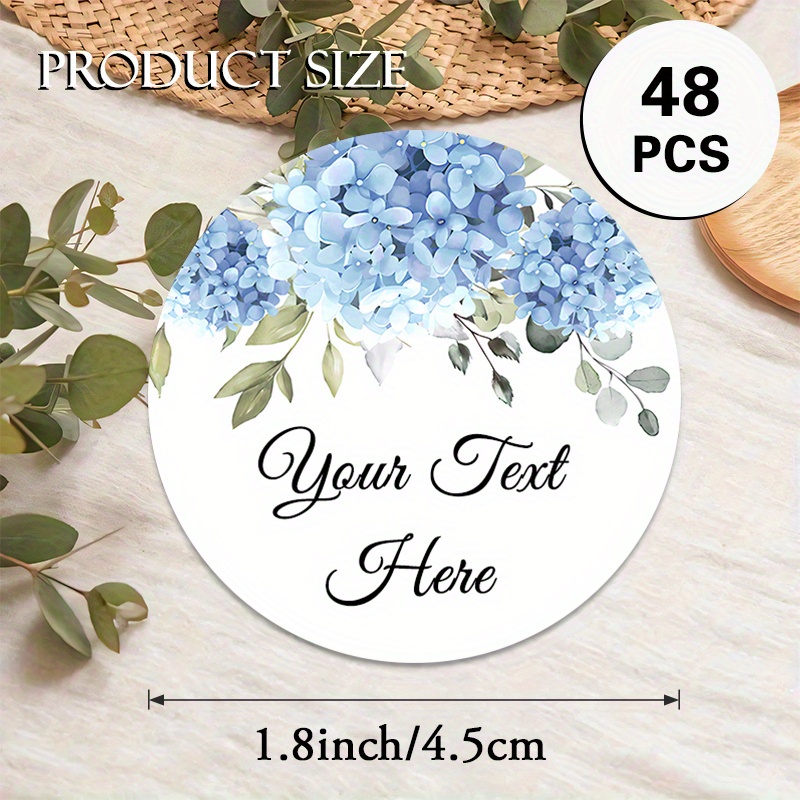 TEMU Custom 48/96pcs "floral Custom" Round Stickers, Personalizable With Text, Occasion , Etc. - Watercolor Flower , Suitable For Weddings,