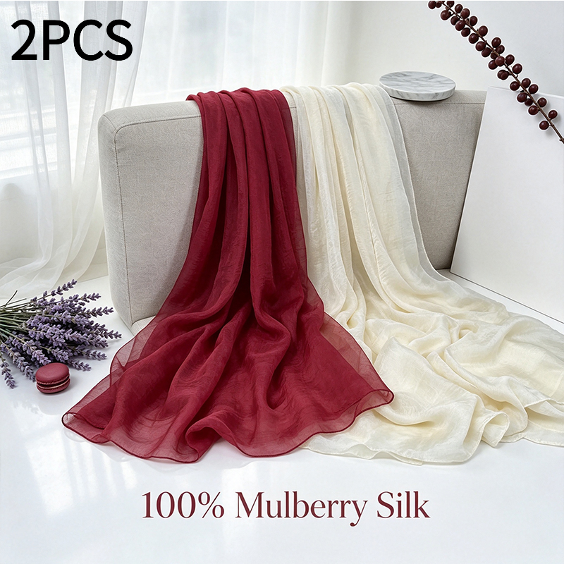 TEMU 2pcs 100% & Shawl Set - Burgundy & Ivory Suitable For Church Head Covering, Bridal Wraps, Versatile Elegant Gift For Mother's Day, Weddings,