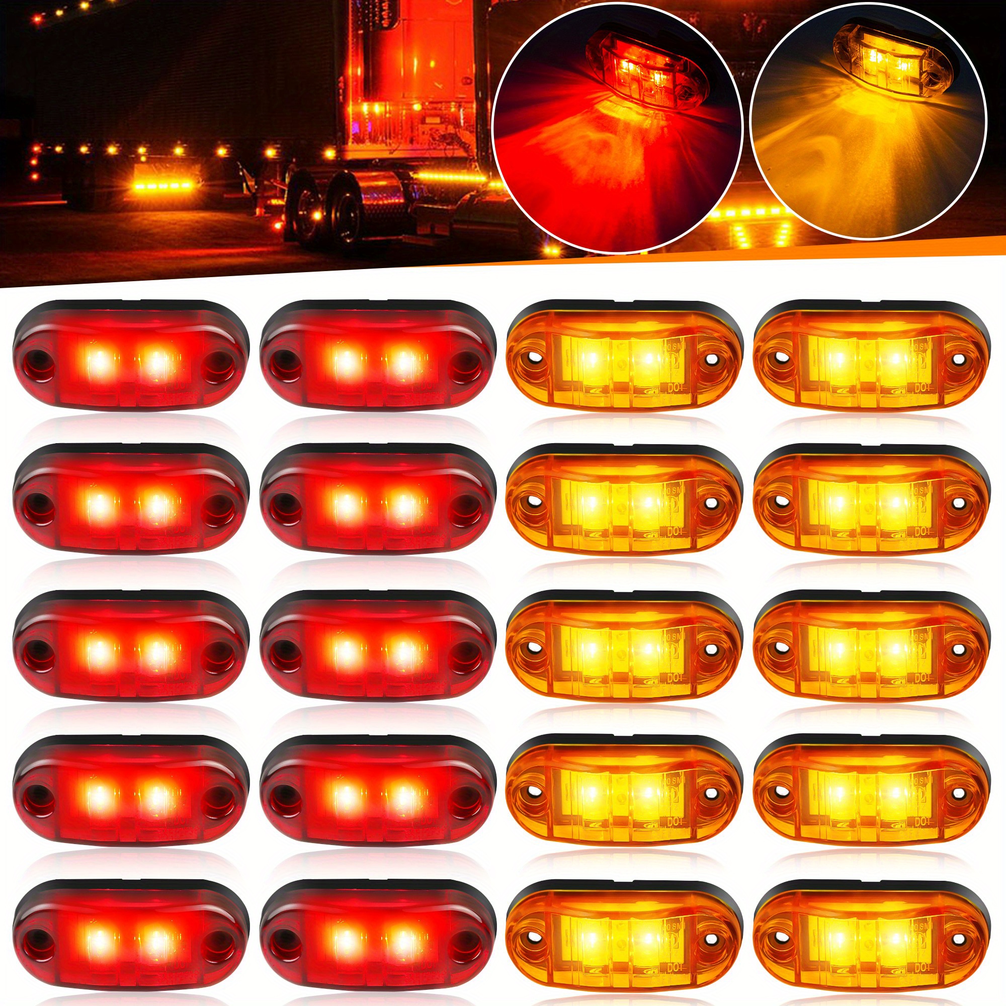 TEMU Universal Led Indicator Lights For The Front, Rear, And Sides Of Trucks, Rvs, Cars, Buses, Trailers, , Caravans, And Boats, Without Battery