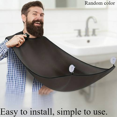 1 random color with mens non stick material beard catcher adjustable barber cape breathable anti hair apron suitable for home haircuts salon styling daily grooming and trimming as a valentines day