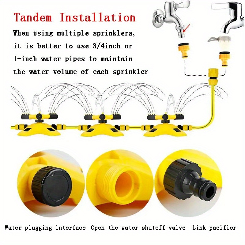 360-Degree Automatic Rotating Sprinkler Head - Durable Plastic, No Battery Needed, Ideal for Lawn & Garden Irrigation, Garden Watering Solution|Automatic Sprinkler System|Plastic Sprinkler Head, Garden Sprinkler