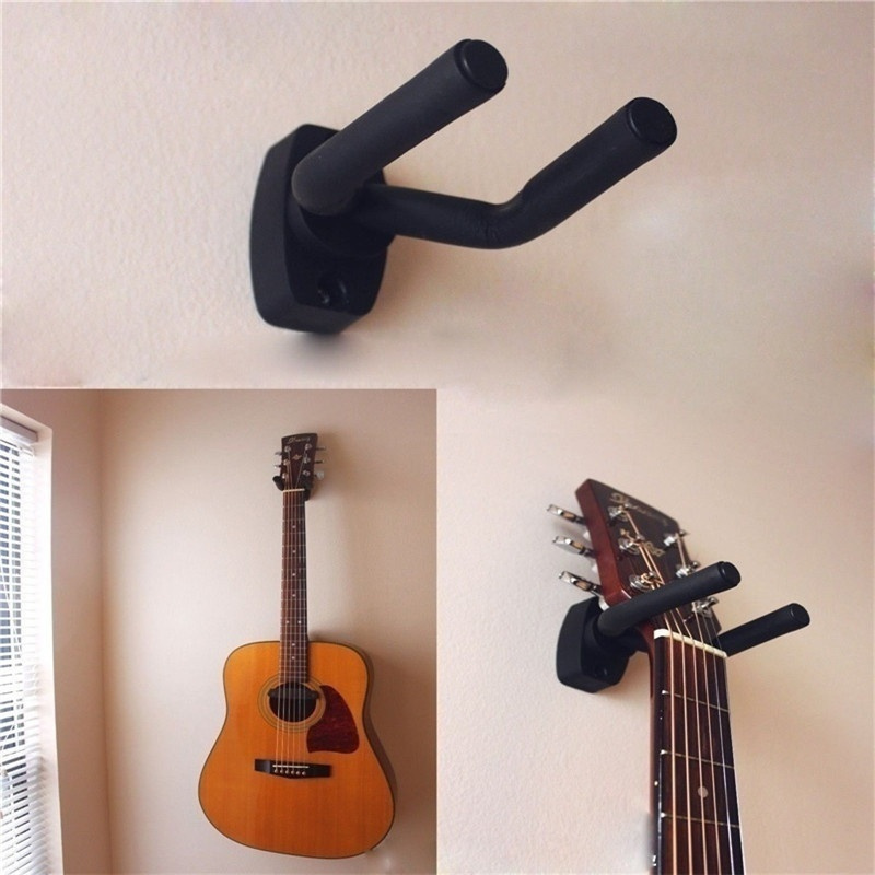 1pc Black Wall-Mounted Guitar Stand - ABS Material, Secure Home Instrument Display Hook for Guitars, Protects Against Scratches & Dust, Easy Access Design, Display Guitar Stand | Sleek Black Finish | Abs Resin Construction, Guitar Wall Mount
