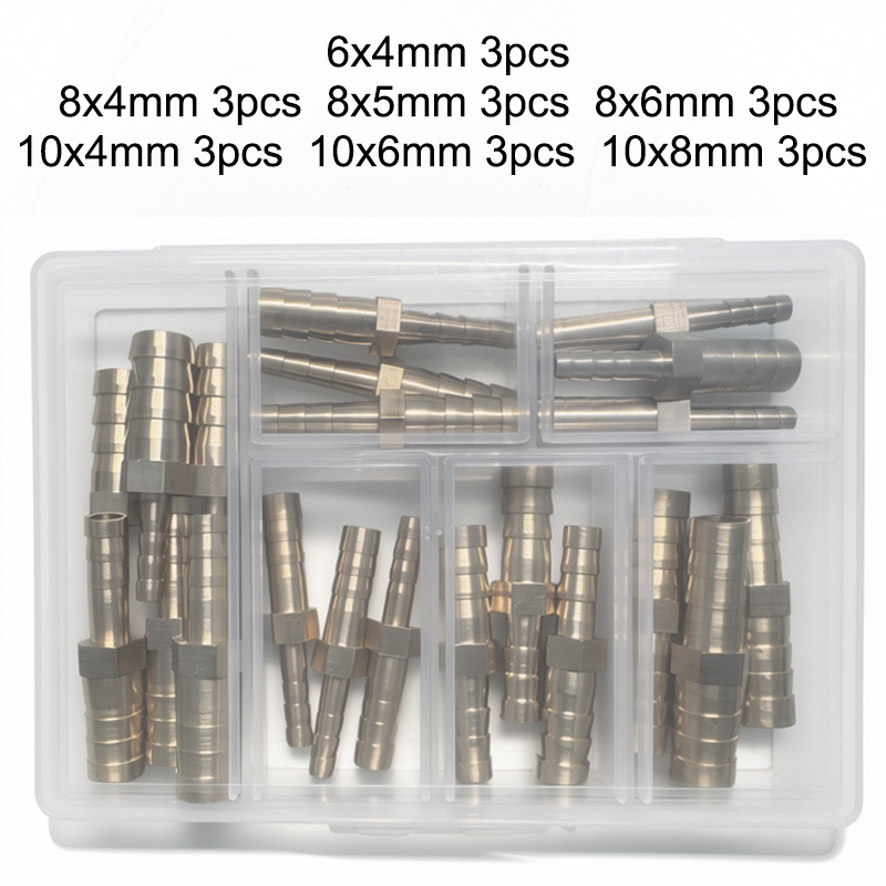 12/20/21pcs Reducer Joiner Tubing Repair Kit - Straight Reducer Joiner Tubing Brass Connector Pipe Hose