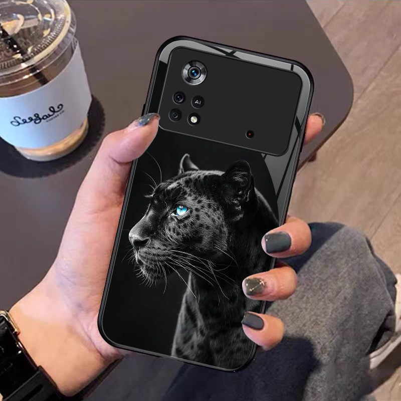 TEMU Shockproof Hard Case With Tempered Glass For Xiaomi Poco X4 Pro 5g Featuring A Design Of A Black