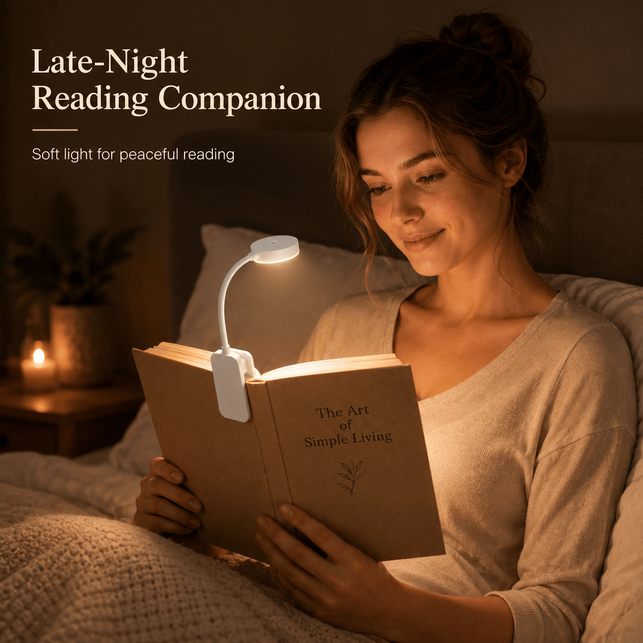 Battery Powered Clip-On Reading Light, IP55 Rated Compact LED Book Lamp