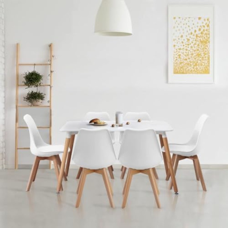 Dining Suites/Sets Table with 6 Padded Chairs White