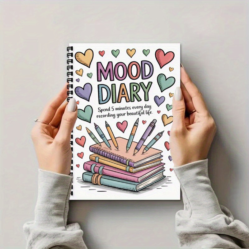 TEMU 1 Self-care Emotional Journal | Spiral-bound Notebook, A5 Size, Multicolor Stackable Notebook, - Perfect Gift For , Synthetic Gemstone Journal
