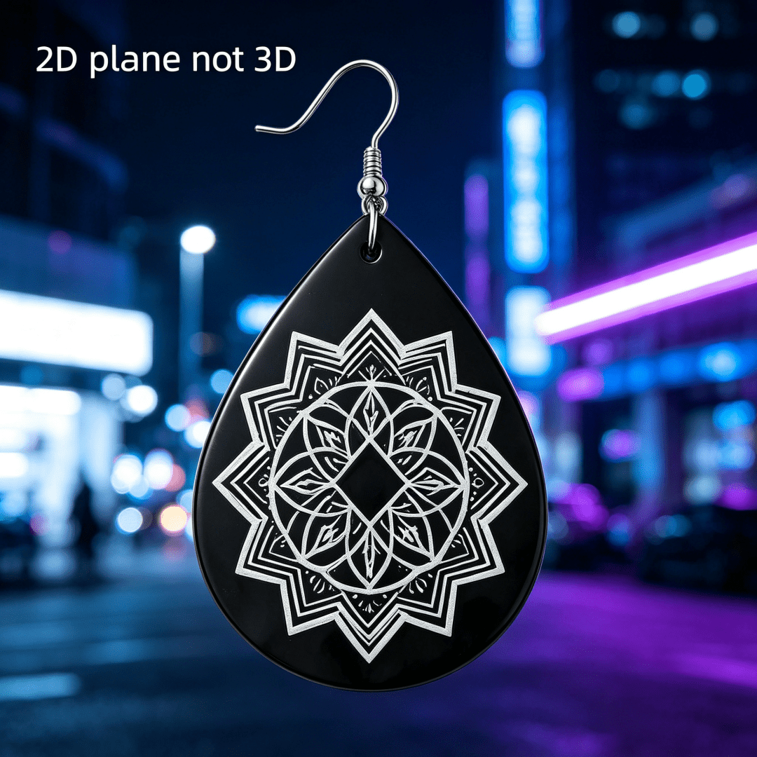 Black & White Mandala Teardrop Earrings, Boho Aesthetic