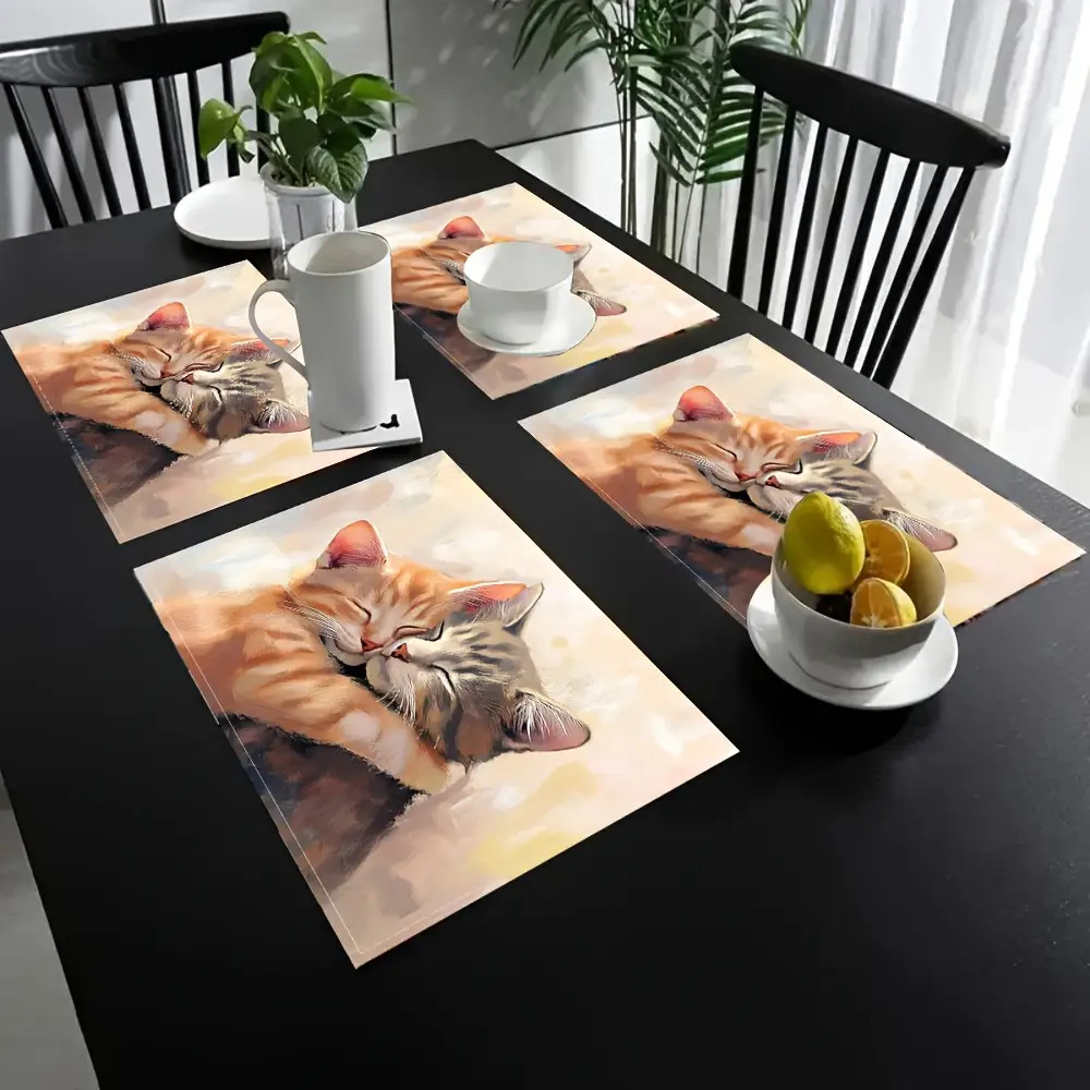 Niedliche Getigerte Katzen Platzsets Für Den Esstisch Waschbar_voghion.com