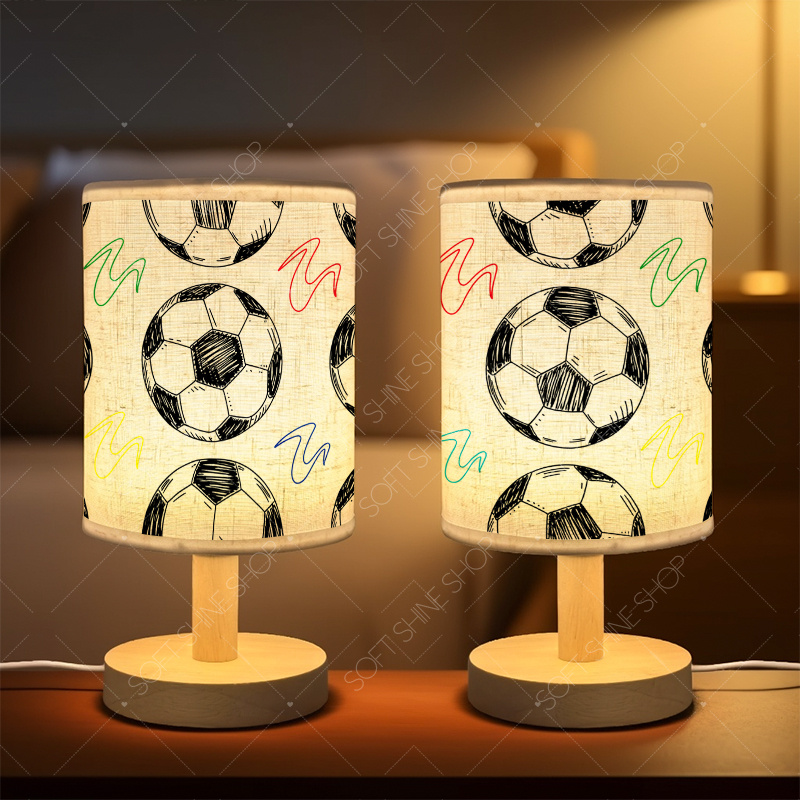 Printed Fabric Shade Table Lamp, USB-Powered LED Light