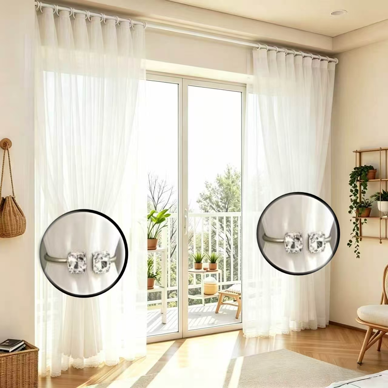 TEMU 2pcs European Style Curtain , Light Easy Curtain Ring Curtain Tie, Suitable For Bedroom, Living Room, Office And Home Decoration