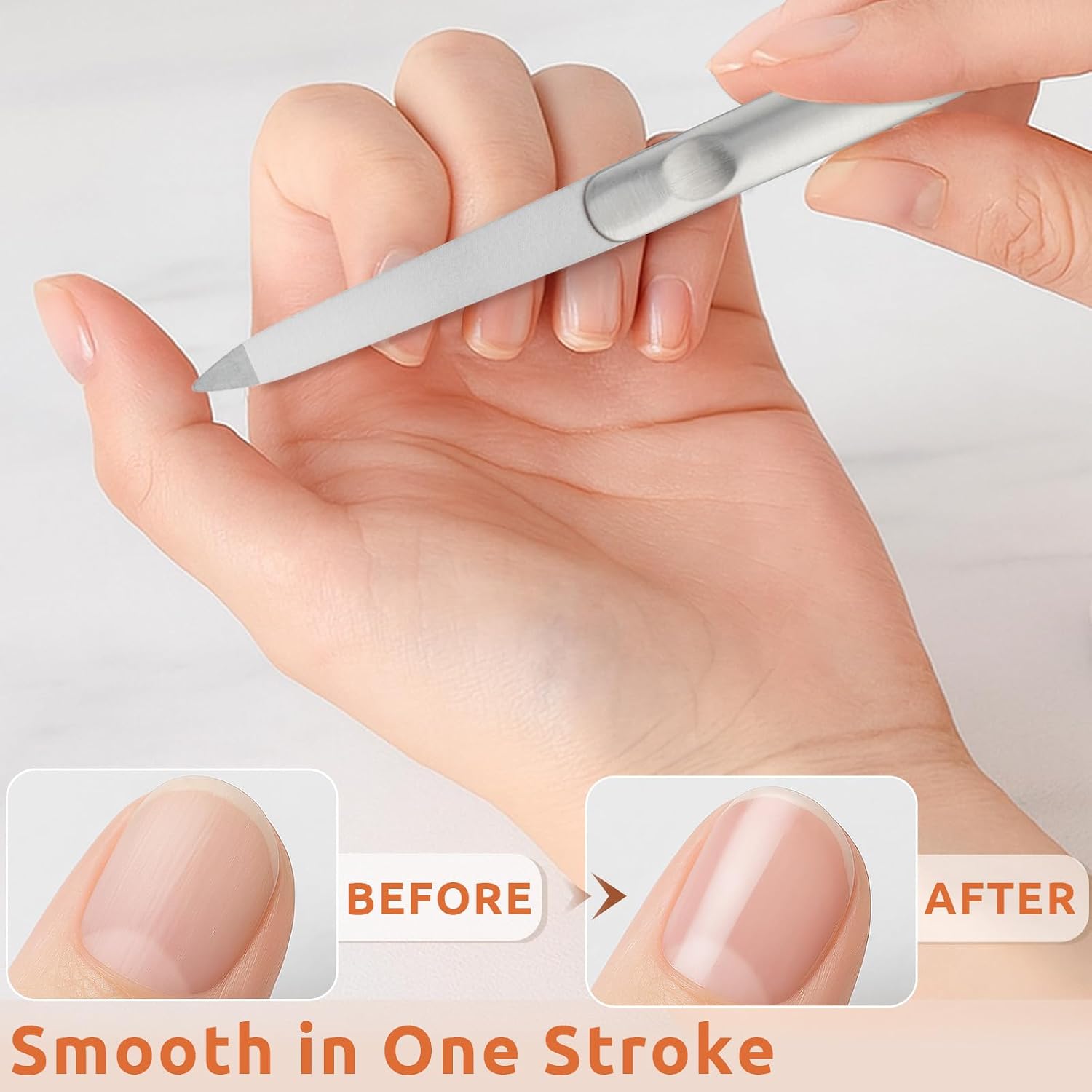 4pcs Stainless Steel Double-Sided Nail Files, Durable Tools
