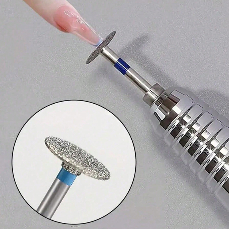 Manicure Flying Saucer Polishing Head T Round Metal Nail Drill Bit Short Nail Tip Trimming Polishing Tool Diy Nail Art Tool Accessories