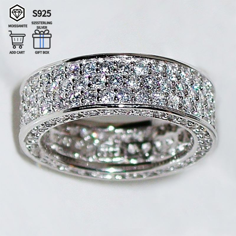 TEMU S925 Sterling Silver Ring Set With A Of Moissanite, Suitable For Men And Women, Making It For Lovers, . Comes With Gift Box And Gra Certificate