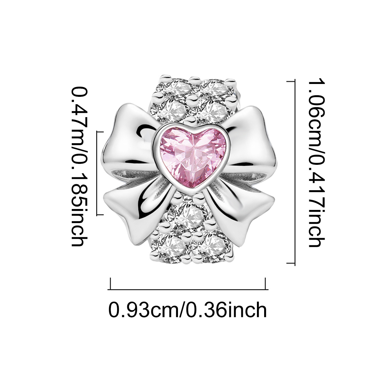 Women's 925 Silver Plated Heart Bow DIY Pendant Charm Bracelet