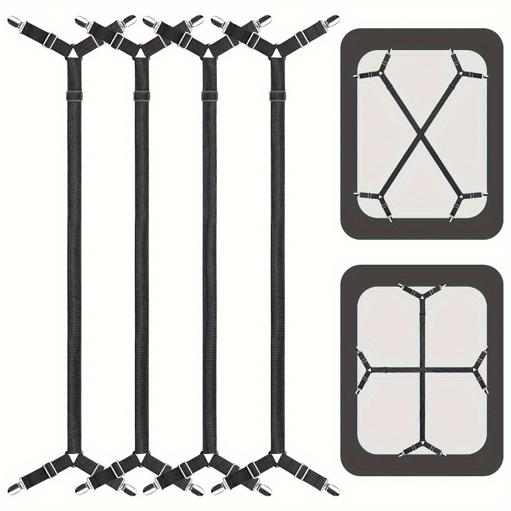 TEMU 4pcs/1pc Pack, Sangles de suspension réglables pour draps, Sangles de maintien en nylon pour draps-housses, pour draps-housses, Lavage à