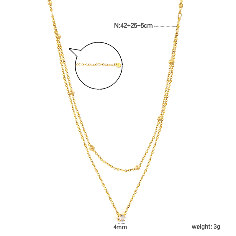 Classic Double-Layered Encrusted Necklace for Women