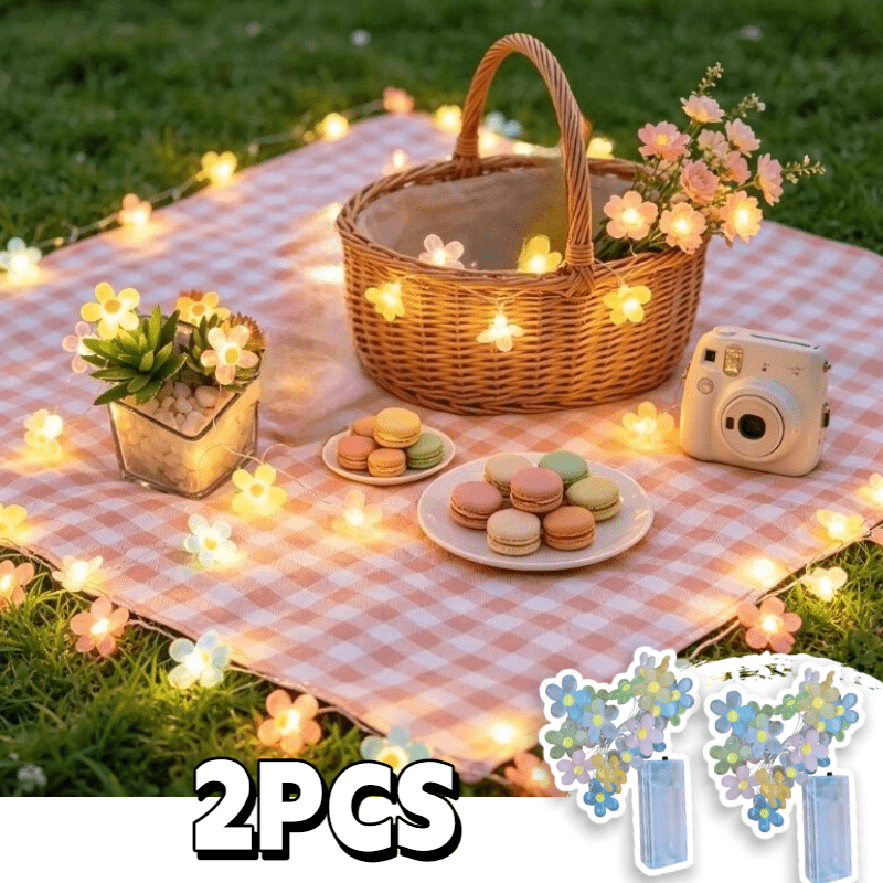 TEMU 2pcs, Flower Light Strings, 2m/ 20 Led Bulbs, Fairy Light Strings, , Indoor Decoration, Suitable For Mother's Day, Bedroom, Living Room,