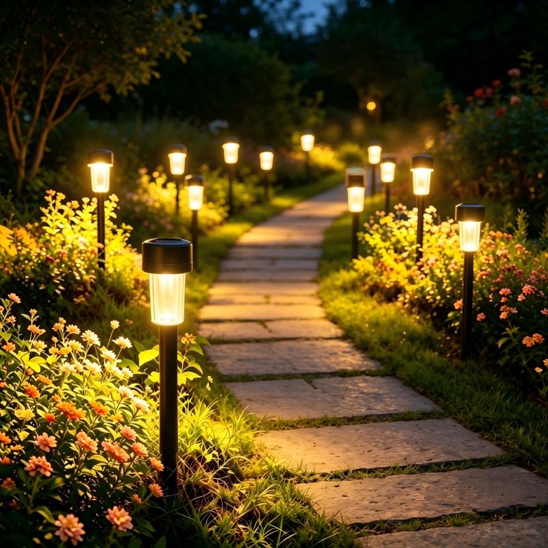 TEMU 12-pack Solar Led Stake Lights, Path Lights For Garden Patio Sidewalk