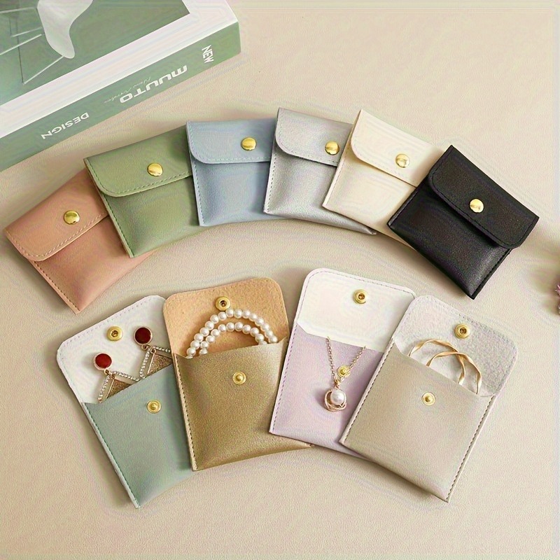 artificial leather jewelry bag multiple color button bags suitable for rings four colors are   for   endants necklaces perfect storage solution jewelry storage box storage Product details 5