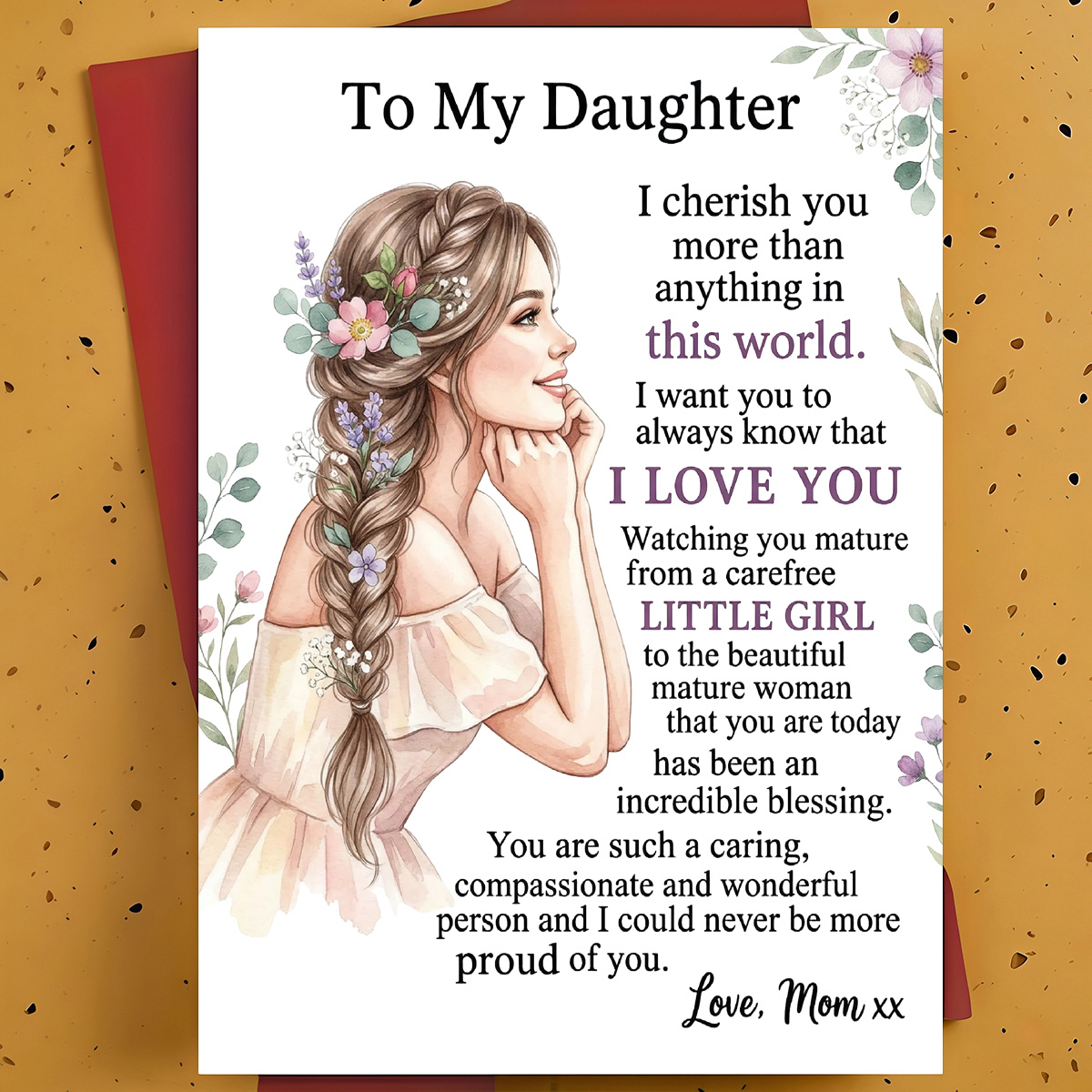 TEMU Une belle et réconfortante carte de vœux pour votre fille - un cadeau idéal pour spéciaux, les anniversaires, ou pour votre et votre . Parfait